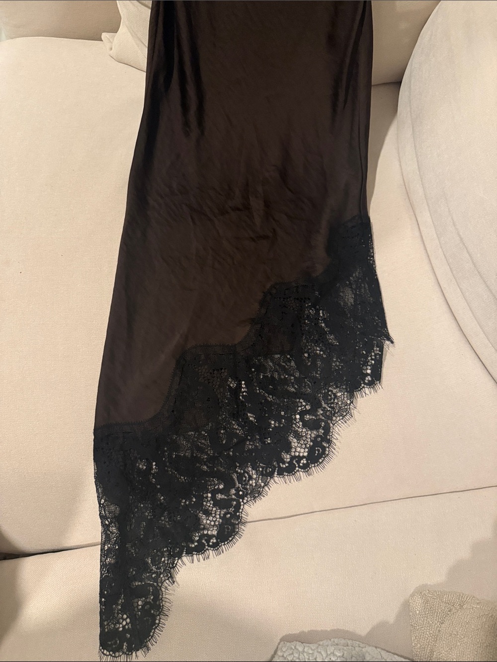 Zara Asymmetric Satin Dress with lace - Picture 10 of 10